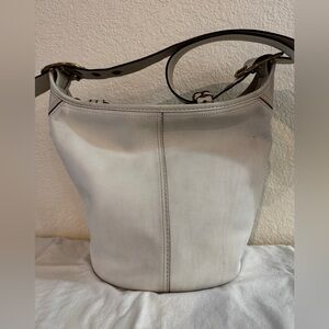 Coach Bleecker Tattersall Duffle Bucket Convertible Leather Bag